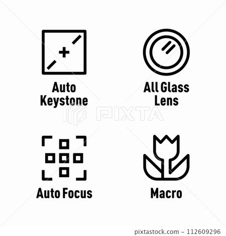 Auto Keystone All Glass Lens Auto Focus Macro vector information signs 112609296