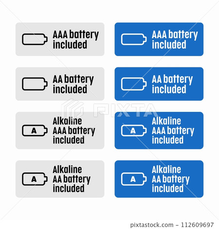 Alcaline battery included vector information sign 112609697