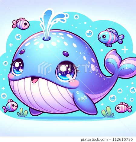 cute illustration whale 112610750