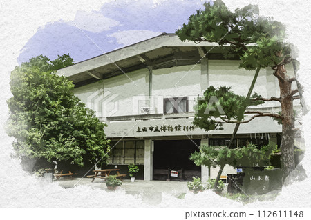 Watercolor style Ueda Castle Ueda City Museum Ueda City, Nagano Prefecture 112611148