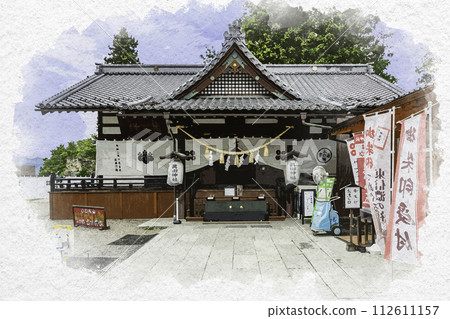 水彩風格上田城真田神社 長野縣上田市 112611157