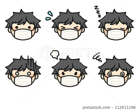 Tsuntsun Short wearing a mask and various facial expressions set Tsuntsun Short wearing a mask and various facial expressions set 112611296