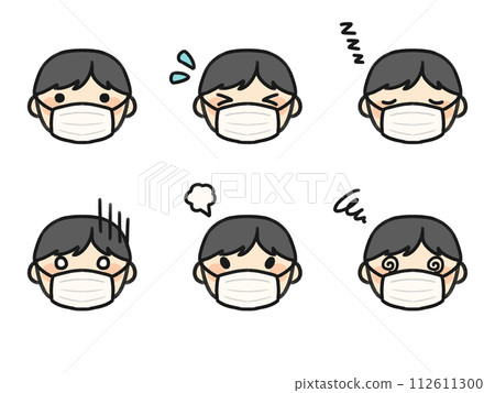 戴著面具和各種面部表情的肖特先生 112611300