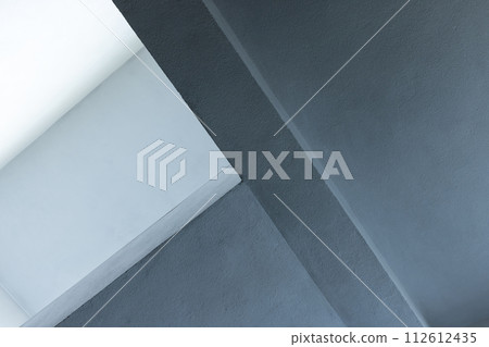 Blue minimal interior details. Ceiling niche, architectural background 112612435