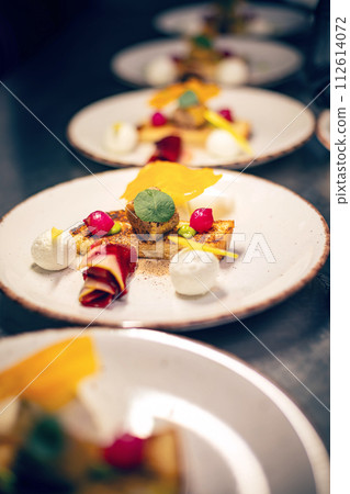 Luxury food on wedding table 112614072