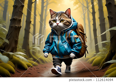 the cat takes a walk in the forest 112614094