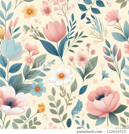 Beautiful pastel floral background. Concept for nature, spring and Easter. Beautiful pastel floral background. Concept for nature, spring and Easter. 112614725