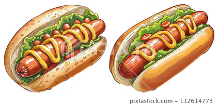 Generative image of hot dog isolated on transparent background 112614773