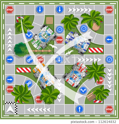 Race track. Board game. View from above. Vector illustration. 112614832