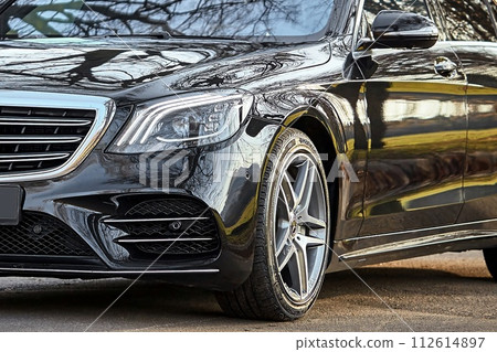 Modern car close view background,  luxury city car wallpaper 112614897