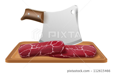 butcher chef knife for cutting meat vector illustration 112615466