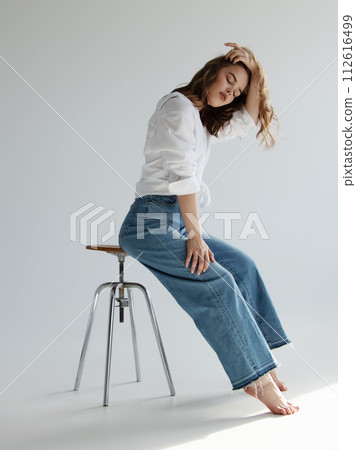 Beauty and fashion . Beautiful brown haired with 112616499