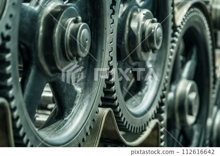 old steel gears close up background old steel gears close up background 112616642