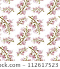 Seamless pattern with pink chestnut inflorescences. Watercolor print for textile or wallpaper. 112617523