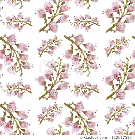 Seamless pattern with pink chestnut inflorescences. Watercolor print for textile or wallpaper. Seamless pattern with pink chestnut inflorescences. Watercolor print for textile or wallpaper. 112617523