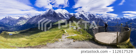 Swiss nature scenery. Scenic snowy Alps mountains Beauty in nature. Switzerland landscape. Swiss nature scenery. Scenic snowy Alps mountains Beauty in nature. Switzerland landscape. 112617529