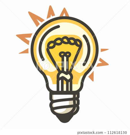 bright light bulb symbolizing creative idea, on white background, generative AI 112618130