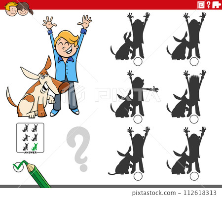 shadow game with cartoon boy and his dog shadow game with cartoon boy and his dog 112618313