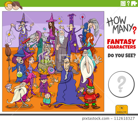 counting cartoon fantasy characters educational activity counting cartoon fantasy characters educational activity 112618327