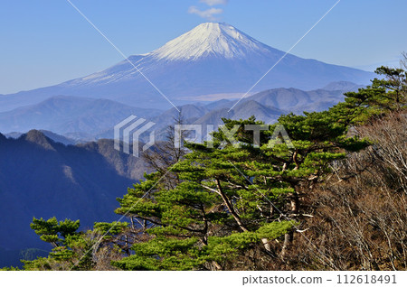Mt. Fuji and Akamatsu seen from Mt. Sodehira in Tanzawa 112618491