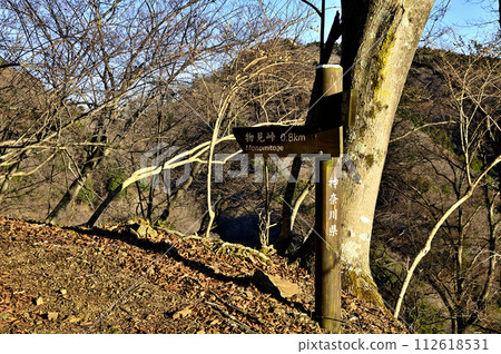 早晨從物見山口崩塌路看到的盒室山，丹澤的大山 112618531