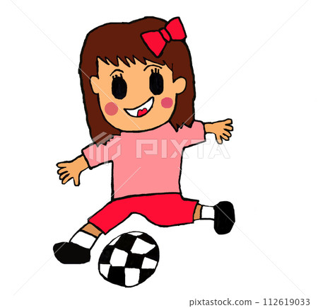 cute girl playing soccer cute girl playing soccer 112619033