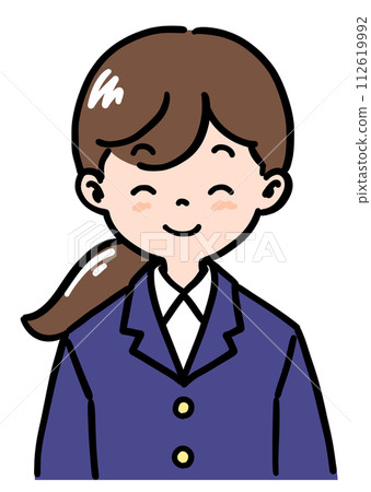 Illustration of a young woman wearing a blazer (upper body) Illustration of a young woman wearing a blazer (upper body) 112619992