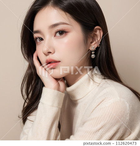 Beautiful woman in simple background hair care, cosmetics, cosmetics image Beautiful woman in simple background hair care, cosmetics, cosmetics image 112620473