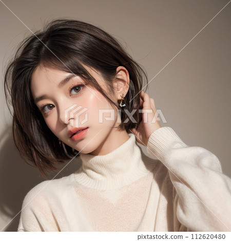 Beautiful woman in simple background hair care, cosmetics, cosmetics image 112620480