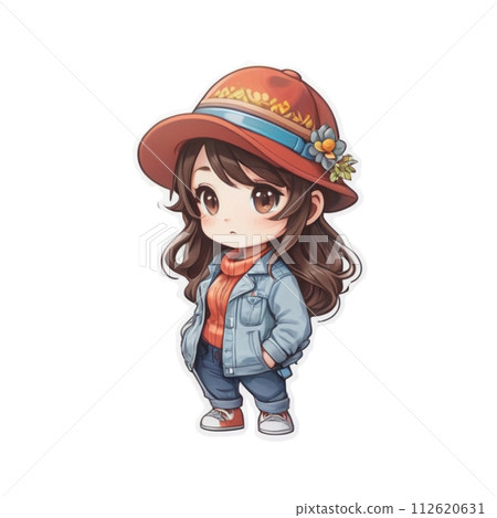 Illustration of a smiling cute girl Illustration of a smiling cute girl 112620631