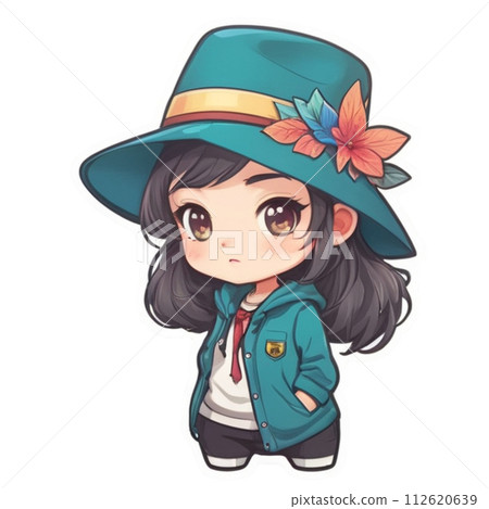 一個微笑的可愛女孩的插圖 112620639