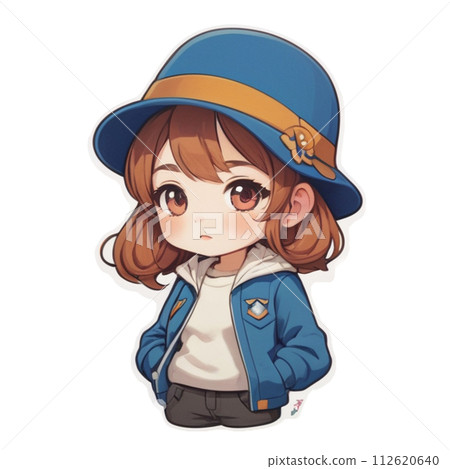 一個微笑的可愛女孩的插圖 112620640