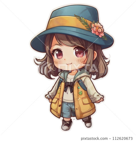 一個微笑的可愛女孩的插圖 一個微笑的可愛女孩的插圖 112620673