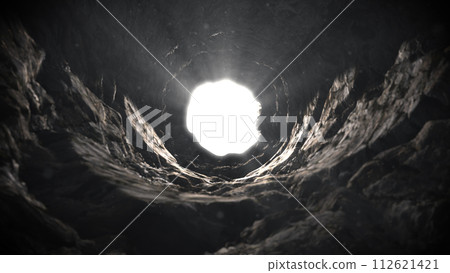 Empty tomb of Jesus with light, resurrection for christian religion, Easter theme 112621421