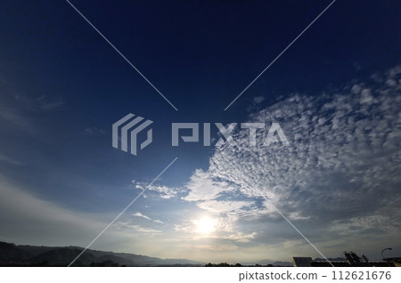 A refreshing morning sky with a variety of clouds, early summer, ultra wide angle, sky-based, 230605am 112621676