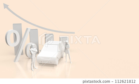 The car and percent symbol for Automotive finance concept 3d rendering. 112621812