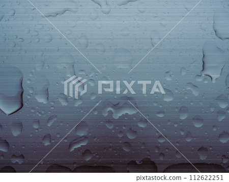 water droplets on metal surface 112622251