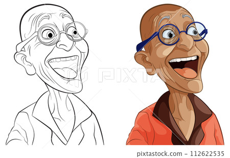 Joyful Cartoon Elderly Man Illustration Joyful Cartoon Elderly Man Illustration 112622535