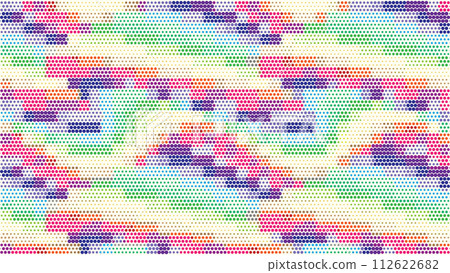 Abstract background. Multiple colored halftone pattern. Digital mosaic. 112622682