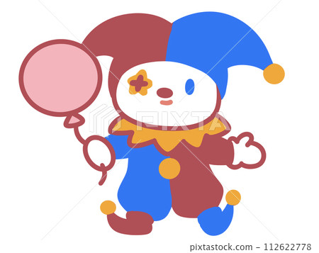 拿著氣球的可愛小丑的插圖 112622778