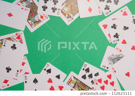 Randomly arranged playing cards 112623111