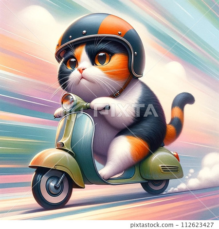 Cat riding a motorcycle Cat riding a motorcycle 112623427