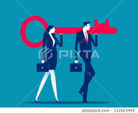 Business team holding big key. The key to success Business team holding big key. The key to success 112623449