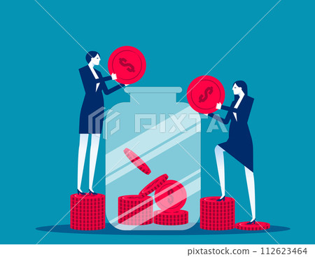 Business person inserting cash into glass jar. Investment banking concept Business person inserting cash into glass jar. Investment banking concept 112623464