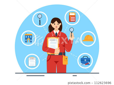Home Inspector Vector Illustration with Checks the Condition of the House and Writes a Report for Maintenance Rent Search in Flat Background 112623696