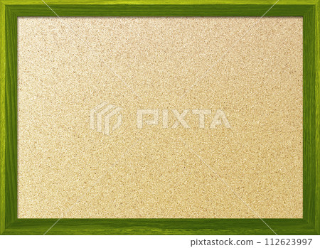 Background image of a fine corkboard with a dark yellow-green border in a wooden frame Background image of a fine corkboard with a dark yellow-green border in a wooden frame 112623997