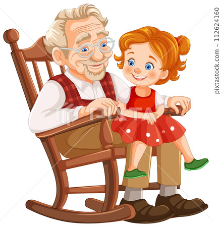 Grandfather and Granddaughter Bonding Time 112624160