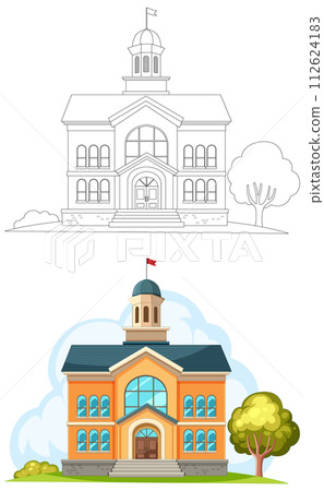 Colorful School Building Vector Illustration Colorful School Building Vector Illustration 112624183