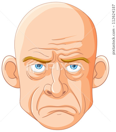 Expressive Bald Man Cartoon Illustration 112624187