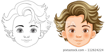 Boy's Face Vector Illustration Progression Boy's Face Vector Illustration Progression 112624224